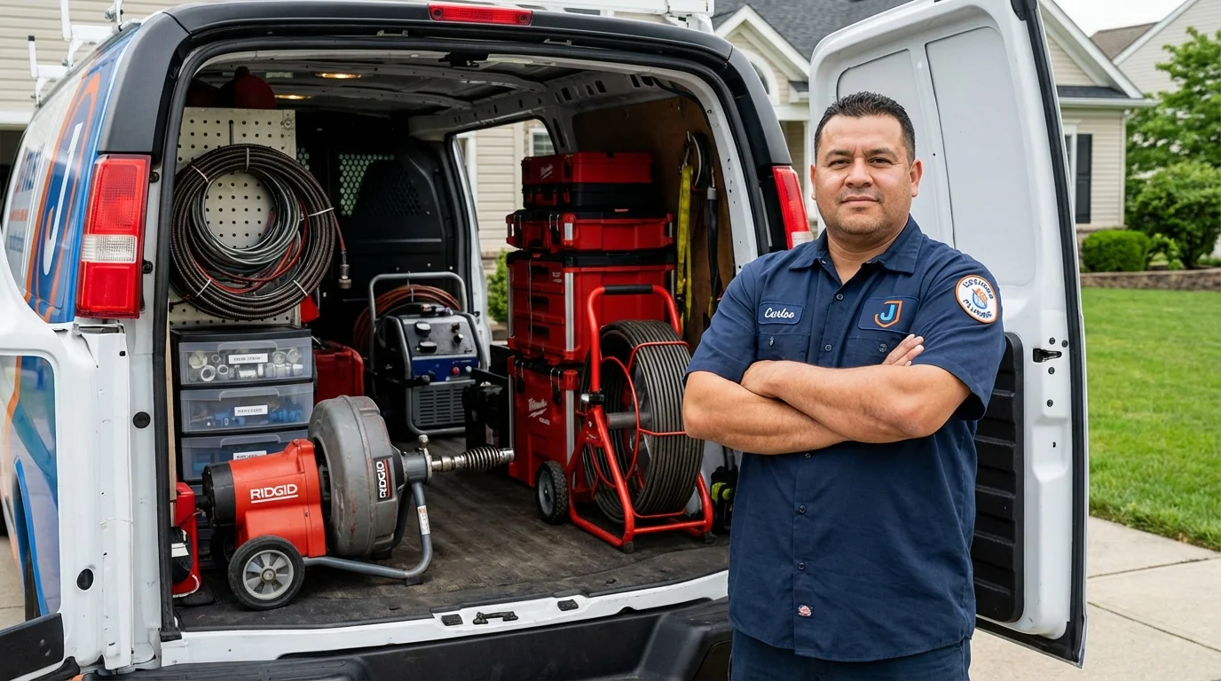 Professional drain cleaning equipment and Johns Plumbing LLC plumber in Traverse City