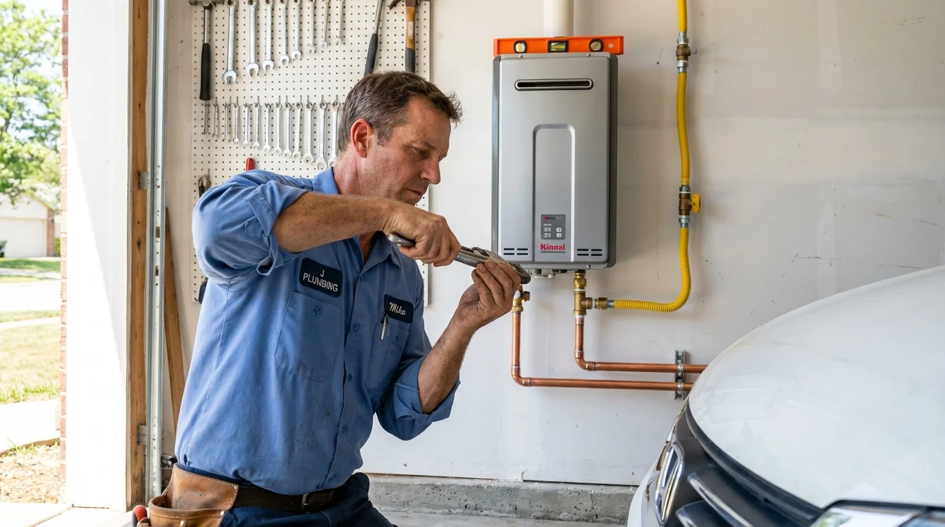 Tankless water heater installation by a Johns Plumbing LLC plumber in Traverse City